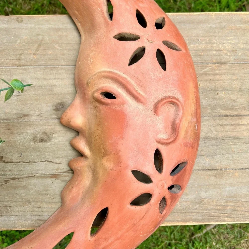 Vintage Terracotta Italian Moon Wall Decor